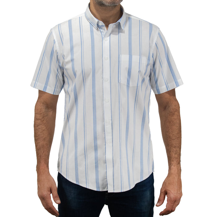 Camisa Rayas Blanca con Manga Corta 100% Algodón 2505078
