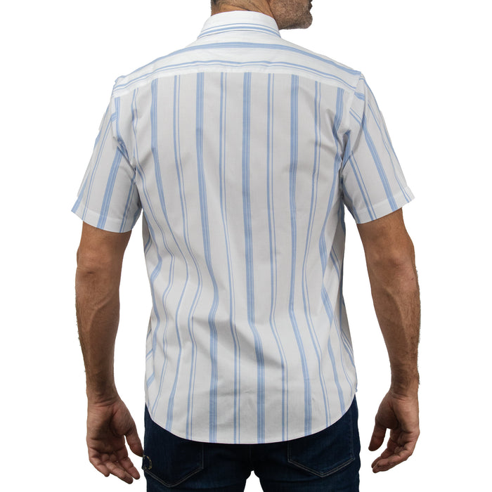 Camisa Rayas Blanca con Manga Corta 100% Algodón 2505078