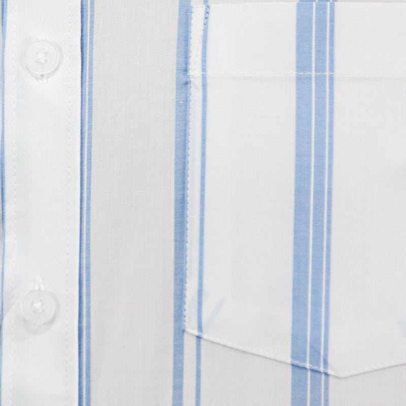 Camisa Rayas Blanca con Manga Corta 100% Algodón 2505078