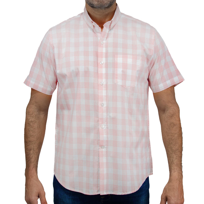 Camisa Cuadros Blanca con Manga Corta 100% Algodón 2505082