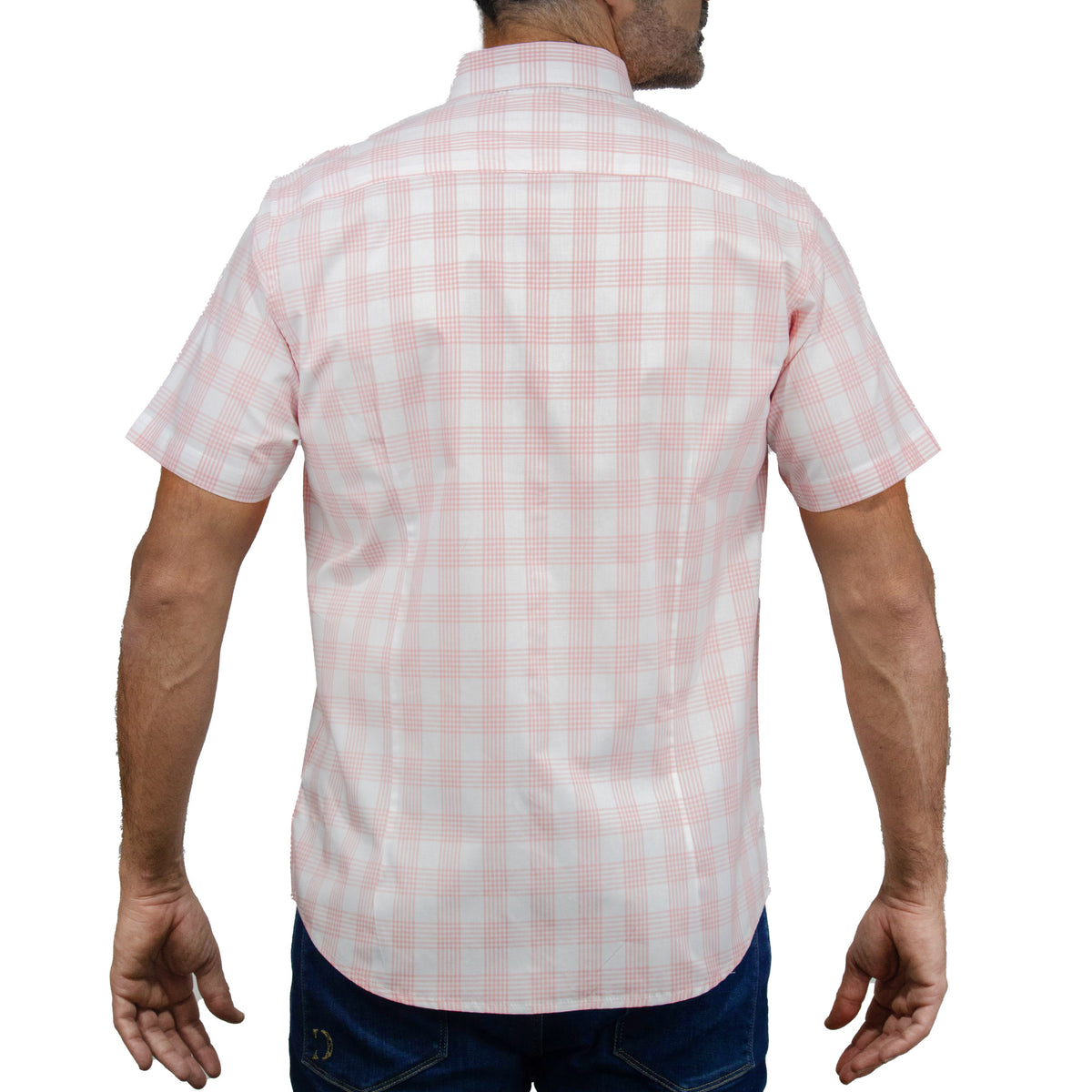 Camisa Cuadros Blanca con Manga Corta 100% Algodón 2505082