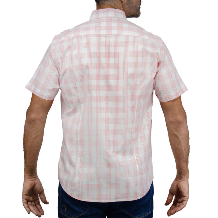 Camisa Cuadros Blanca con Manga Corta 100% Algodón 2505082