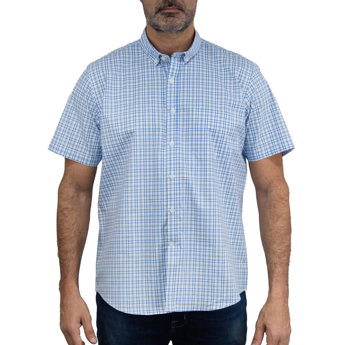 Camisa Cuadros Azul con Manga Corta 100% Algodón 2505098