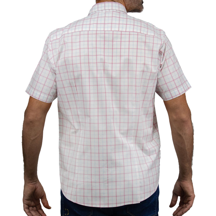 Camisa Cuadros Blanca con Manga Corta 100% Algodón 2505099