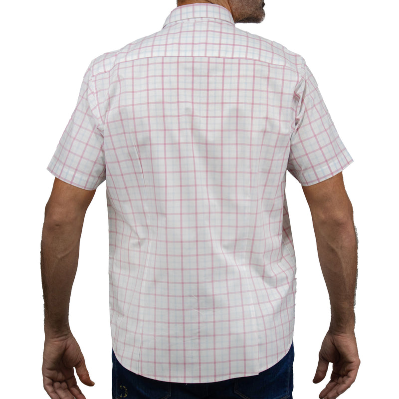 Camisa Cuadros Blanca con Manga Corta 100% Algodón 2505099