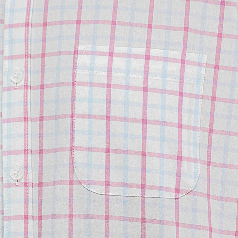 Camisa Cuadros Blanca con Manga Corta 100% Algodón 2505099