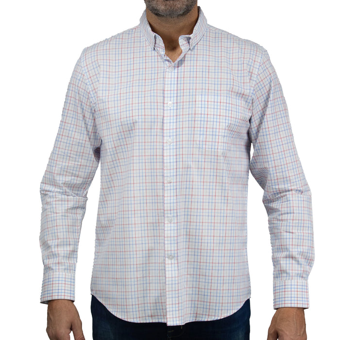 Camisa Cuadros Blanca con Manga Larga 100% Algodón 2506099