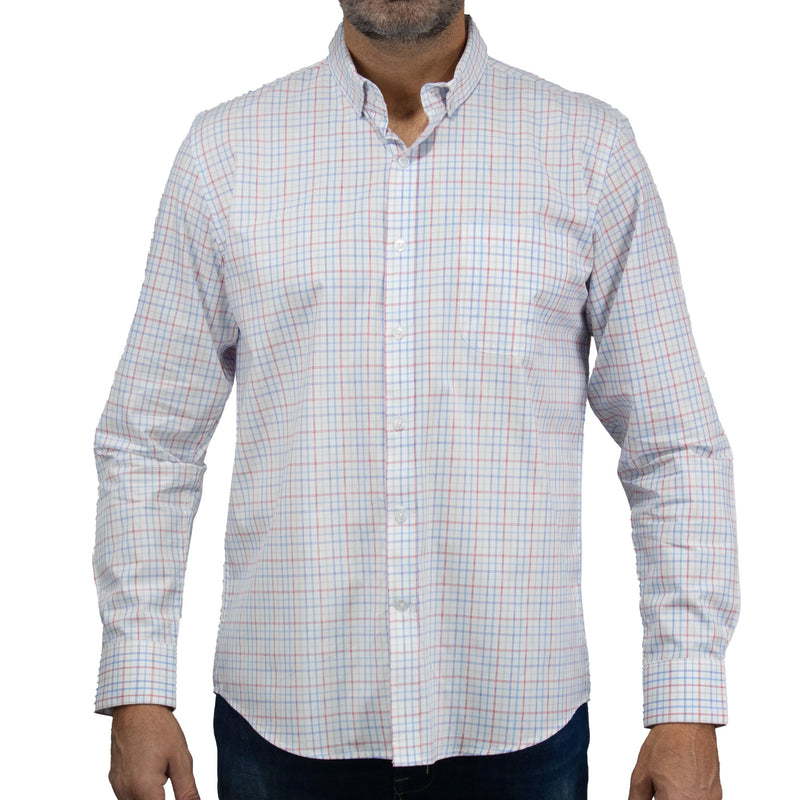 Camisa Cuadros Blanca con Manga Larga 100% Algodón 2506099