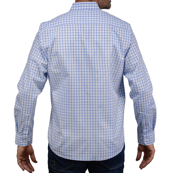 Camisa Cuadros Azul con Manga Larga 100% Algodón 2506101