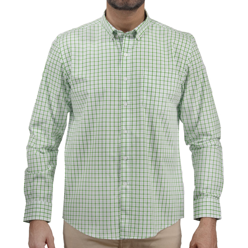 Camisa de Cuadros Verde con Manga Larga 100% Algodón 2506102