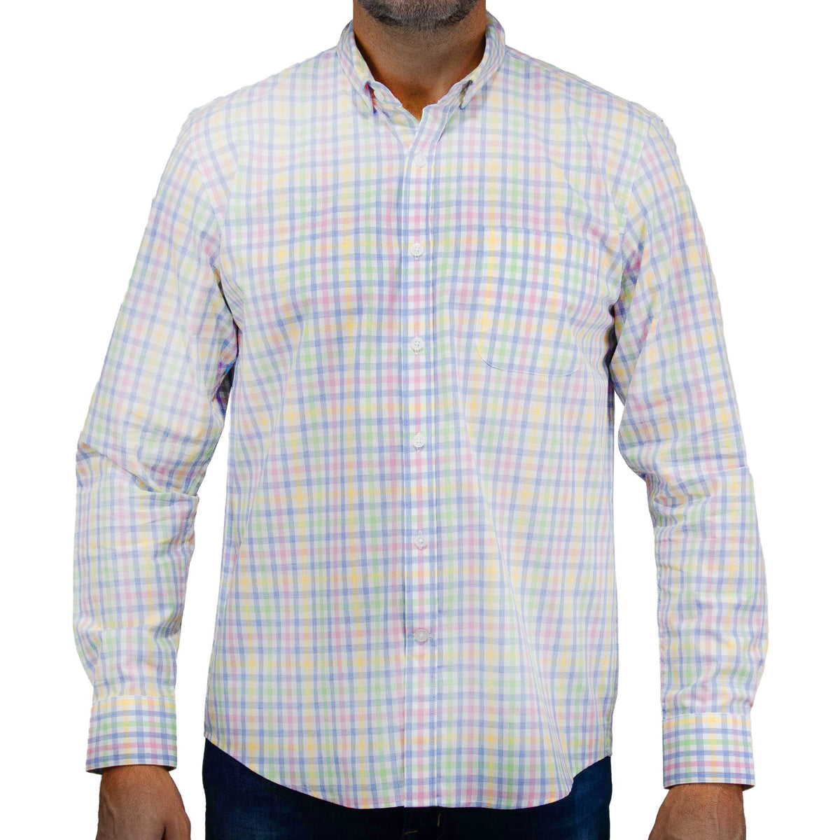 Camisa Cuadros Multicolor con Manga Larga 100% Algodón 2506103