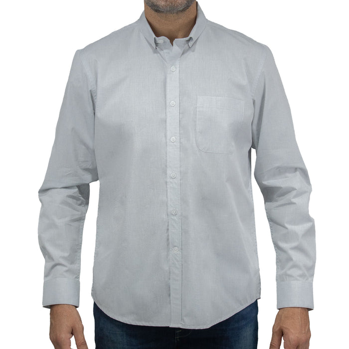 Camisa de Vestir Gris Manga Larga 100% Algodón 2506104