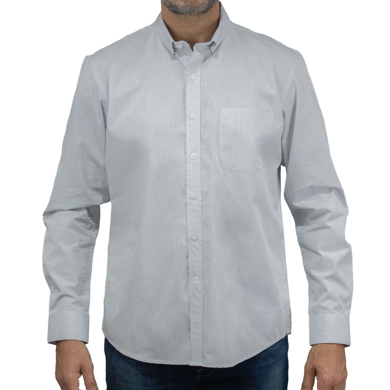 Camisa de Vestir Gris Manga Larga 100% Algodón 2506104