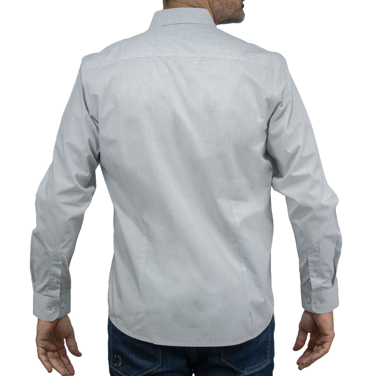 Camisa de Vestir Gris Manga Larga 100% Algodón 2506104