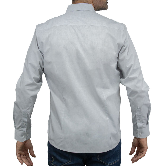 Camisa de Vestir Gris Manga Larga 100% Algodón 2506104