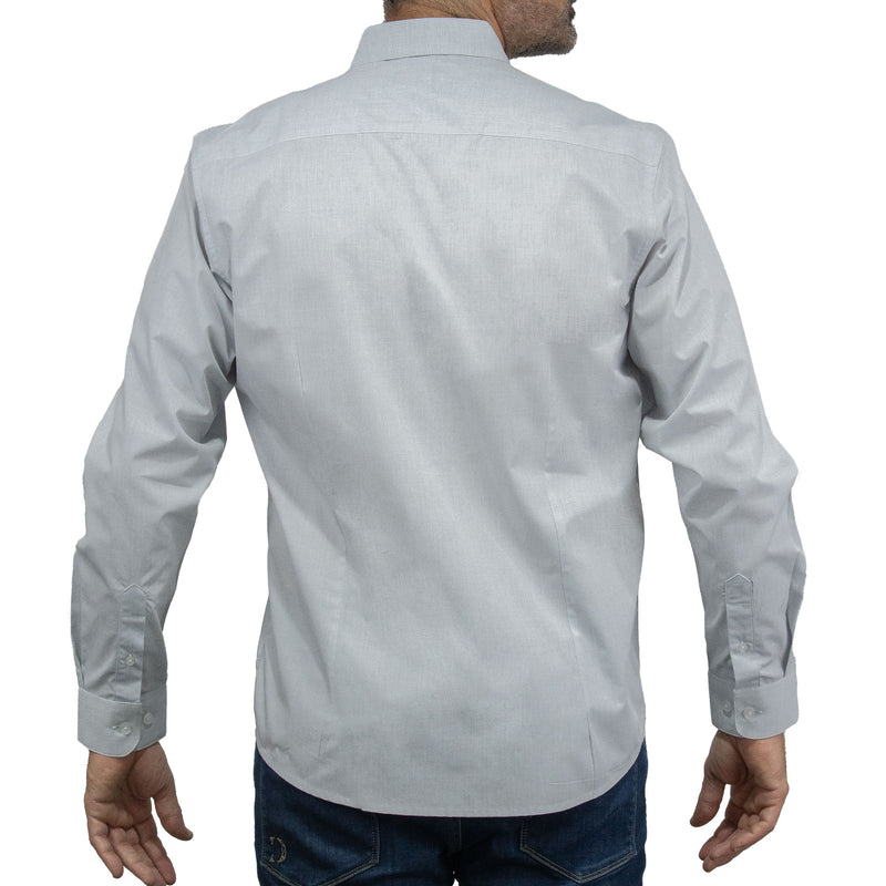 Camisa de Vestir Gris Manga Larga 100% Algodón 2506104