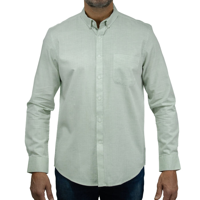 Camisa Verde Lisa con Manga Larga 100% Algodón 2506105