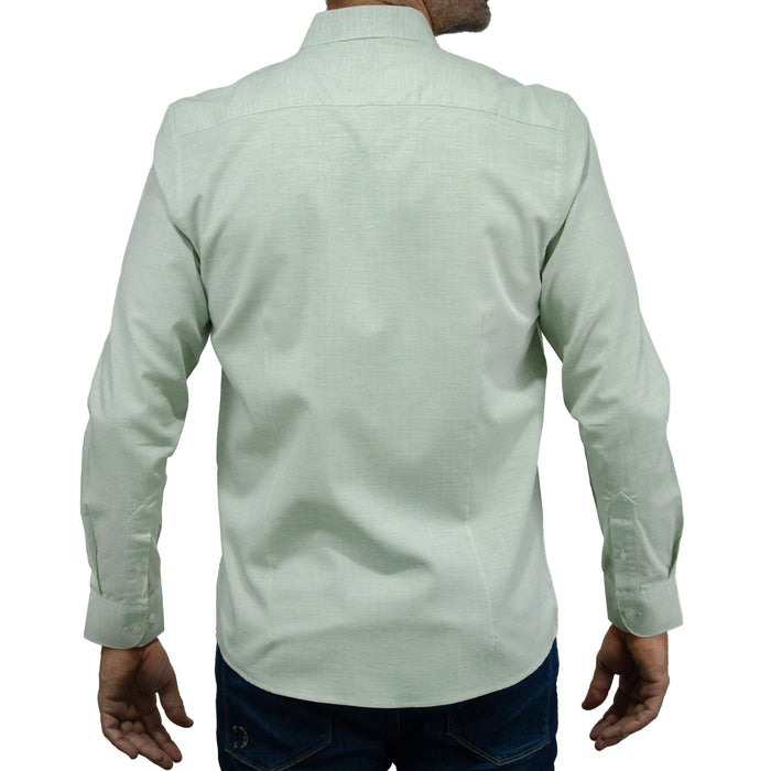 Camisa Verde Lisa con Manga Larga 100% Algodón 2506105