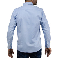 Camisa Azul Lisa con Manga Larga 100% Algodón 2506106