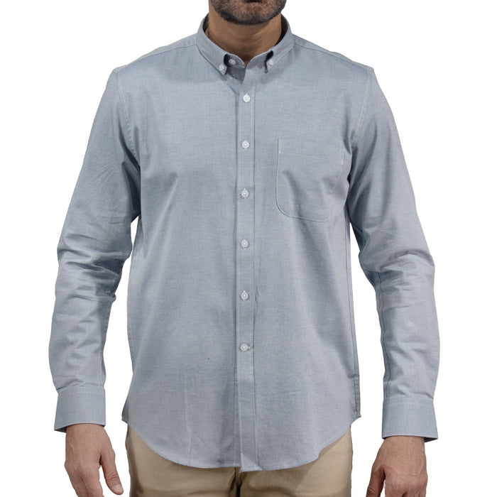 Camisa Gris Lisa con Manga Larga 100% Algodón 2506107
