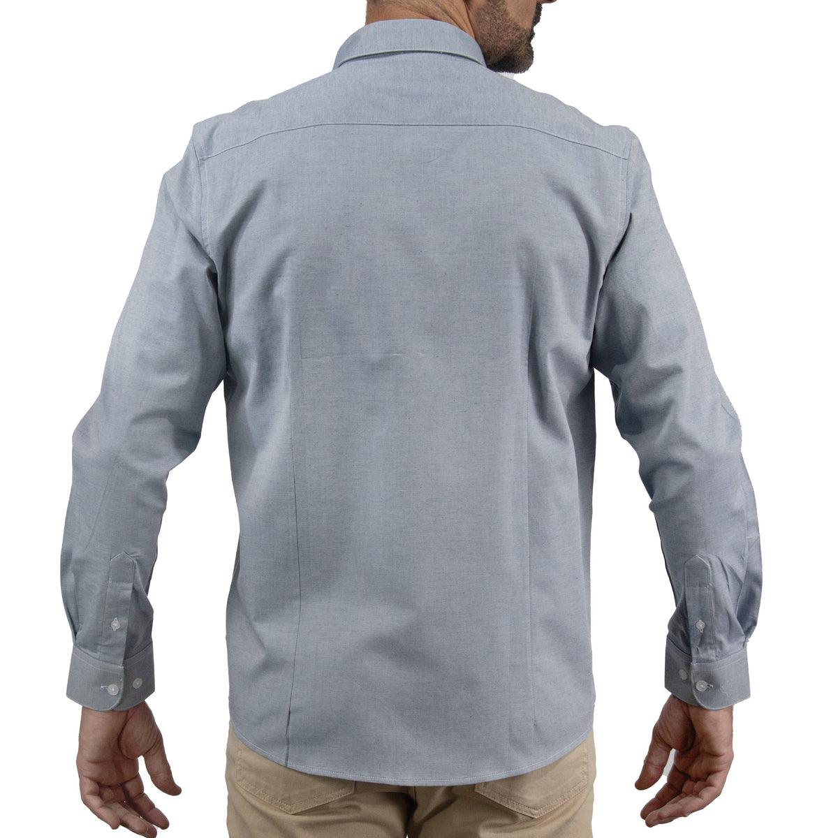 Camisa Gris Lisa con Manga Larga 100% Algodón 2506107