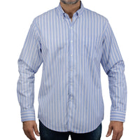 Camisa Rayas Azul con Manga Larga 100% Algodón 2506108