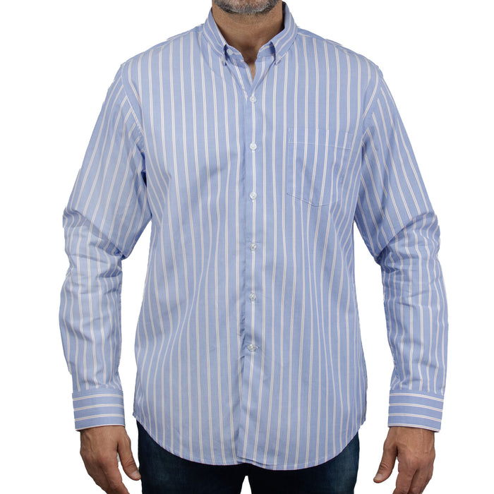 Camisa Rayas Azul con Manga Larga 100% Algodón 2506108