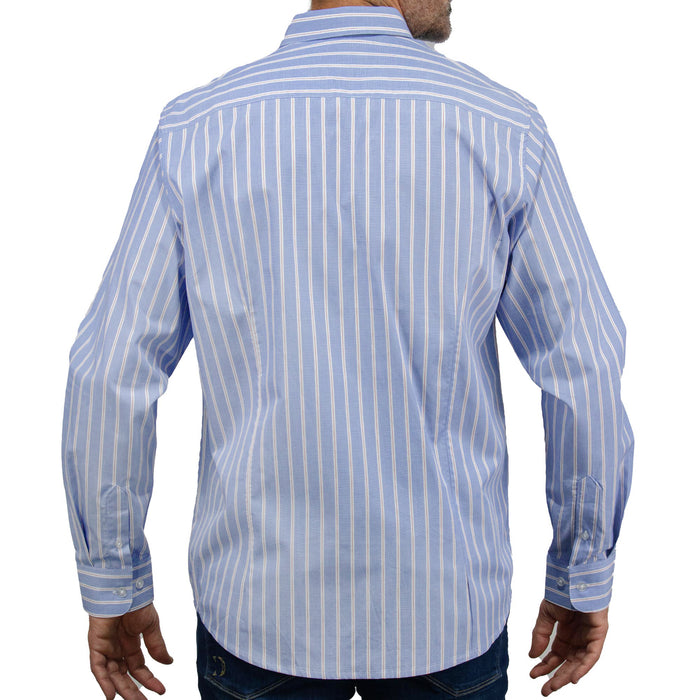 Camisa Rayas Azul con Manga Larga 100% Algodón 2506108