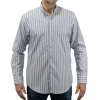 Camisa Rayas Gris con Manga Larga 100% Algodón 2506109