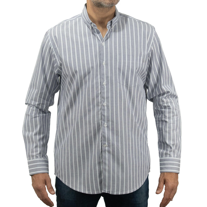 Camisa Rayas Gris con Manga Larga 100% Algodón 2506109