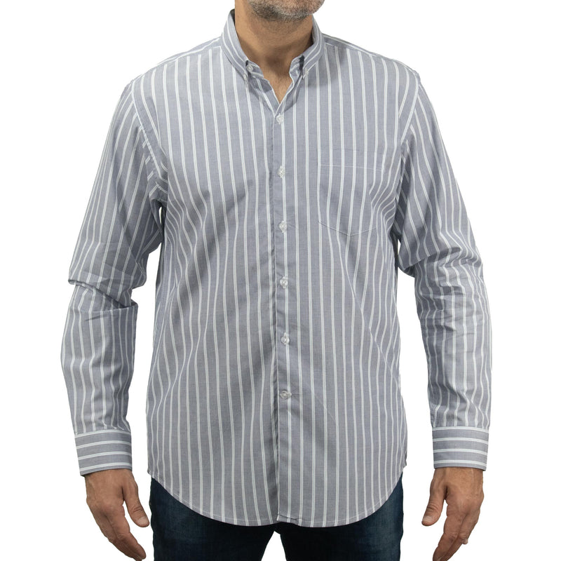 Camisa Rayas Gris con Manga Larga 100% Algodón 2506109