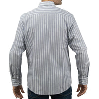 Camisa Rayas Gris con Manga Larga 100% Algodón 2506109