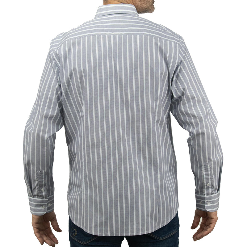 Camisa Rayas Gris con Manga Larga 100% Algodón 2506109