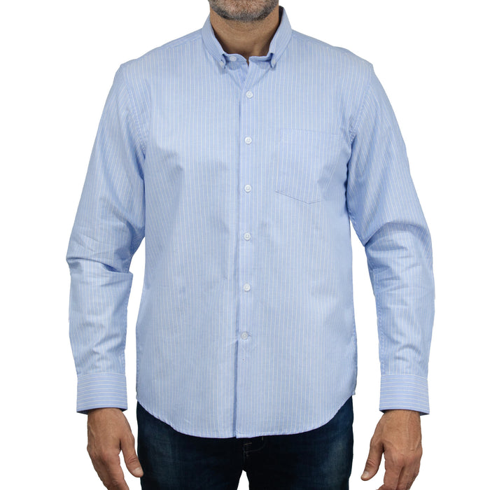 Camisa Rayas Azul con Manga Larga 100% Algodón 2506110
