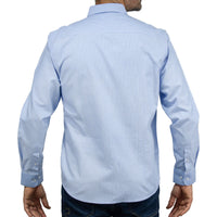 Camisa Rayas Azul con Manga Larga 100% Algodón 2506110
