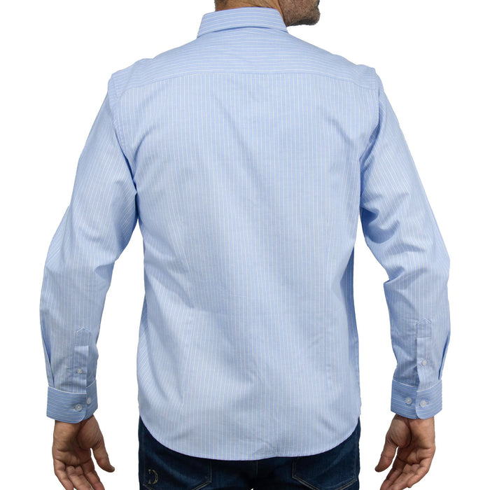 Camisa Rayas Azul con Manga Larga 100% Algodón 2506110