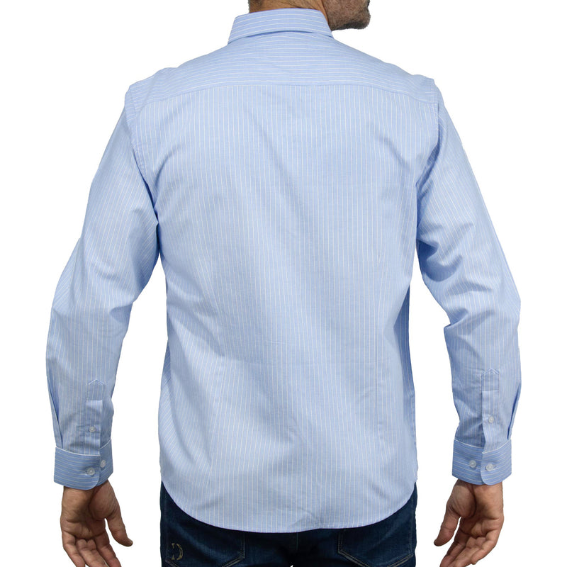 Camisa Rayas Azul con Manga Larga 100% Algodón 2506110