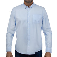 Camisa Rayas Azul con Manga Larga 100% Algodón 2506111