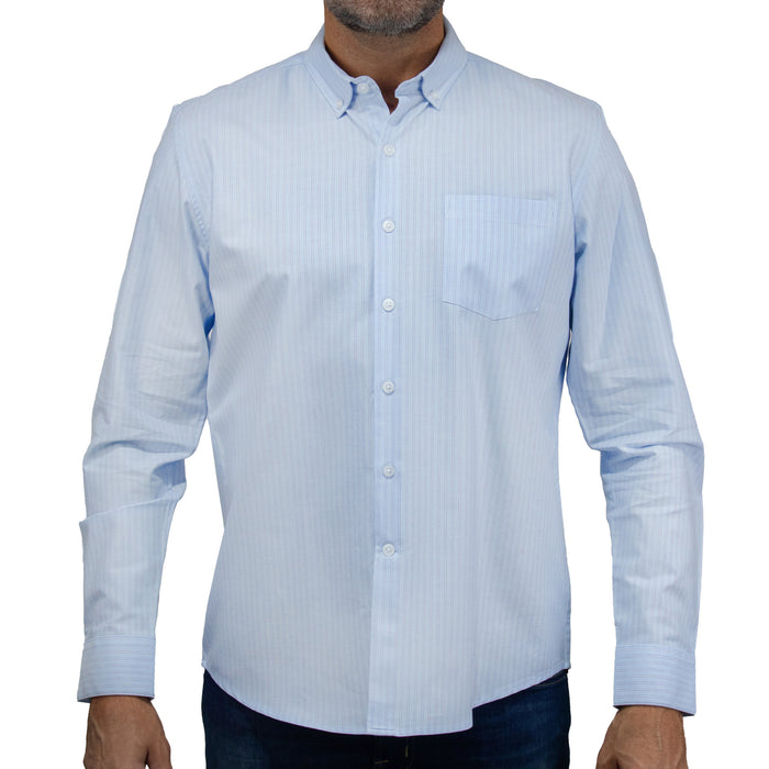 Camisa Rayas Azul con Manga Larga 100% Algodón 2506111