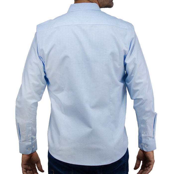 Camisa Rayas Azul con Manga Larga 100% Algodón 2506111