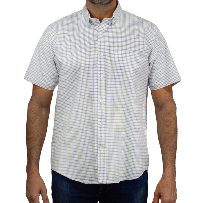 Camisa Cuadros Blanca con Manga Corta 100% Algodón 2506112