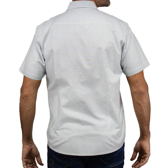Camisa Cuadros Blanca con Manga Corta 100% Algodón 2506112