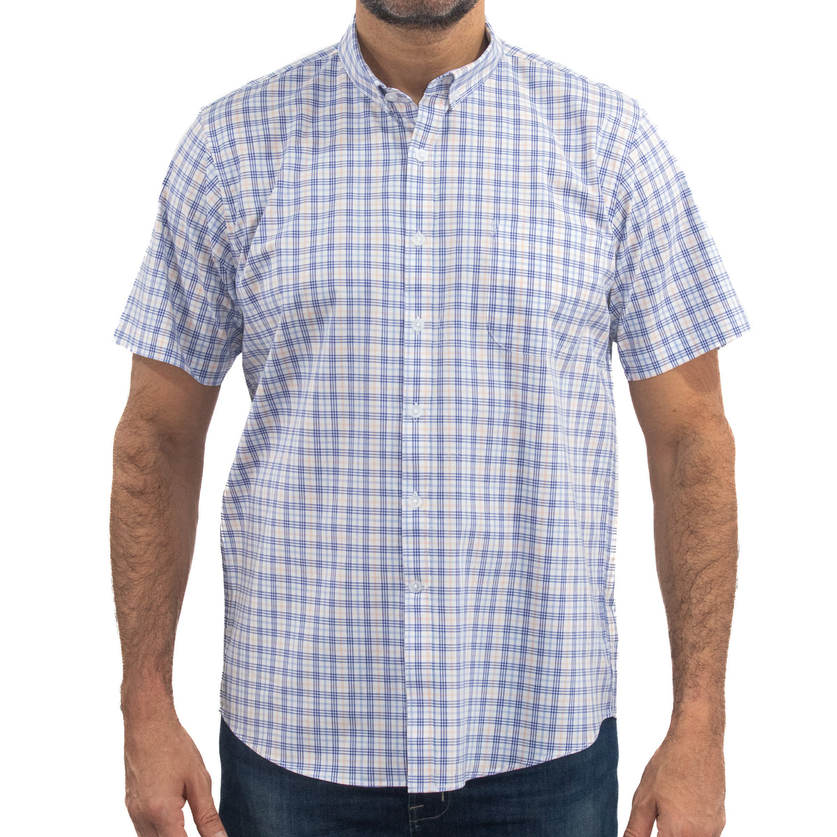 Camisa de Cuadros Azul con Manga Corta 100% Algodón 2506114