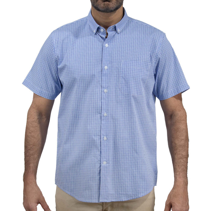 Camisa de Cuadros Azul con Manga Corta 100% Algodón 2506116