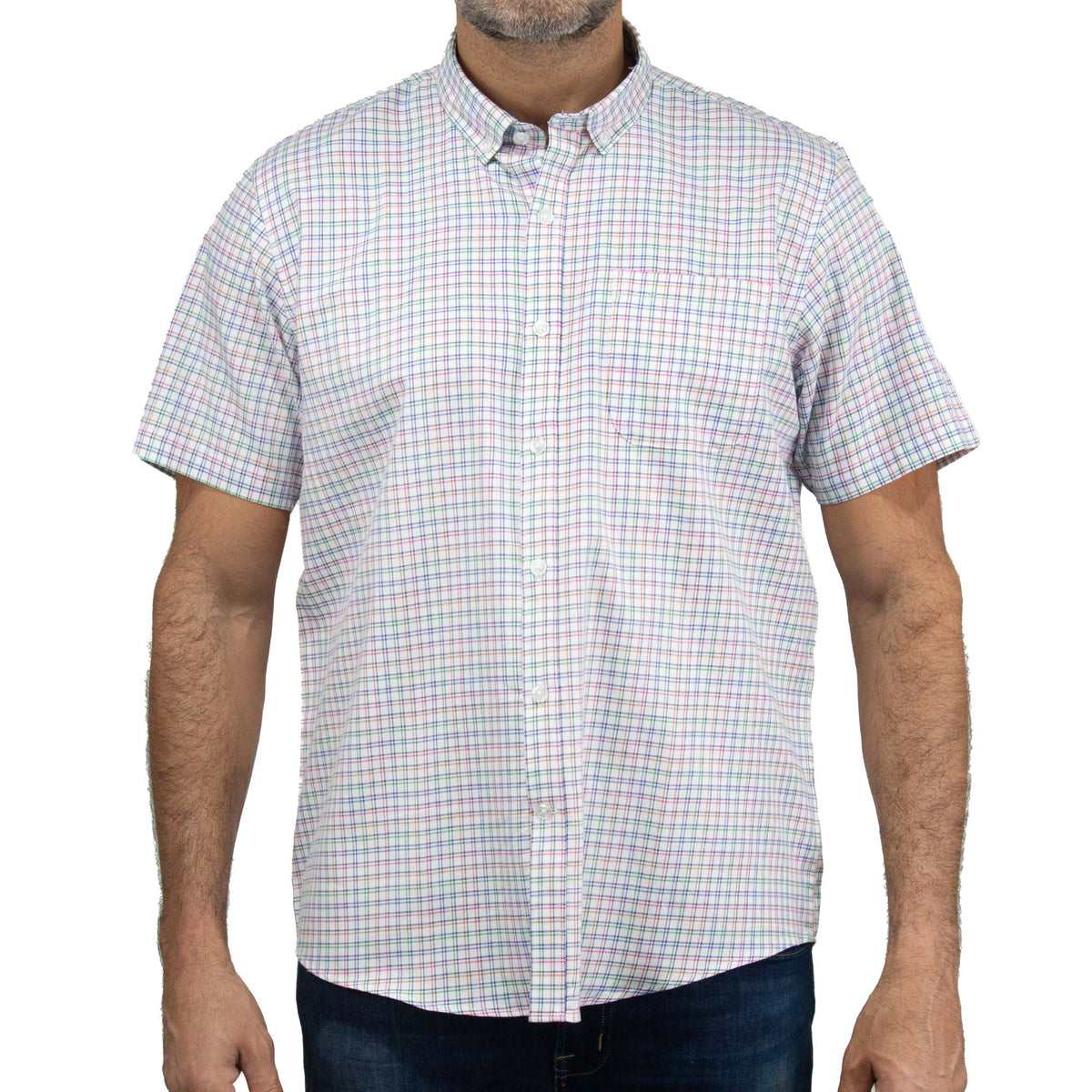 Camisa Cuadros Multicolor con Manga Corta 100% Algodón 2506118