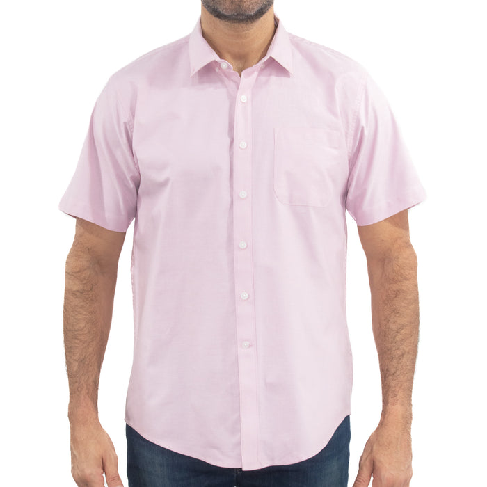 Camisa Rosa Lisa con Manga Corta 100% Algodón 2506121