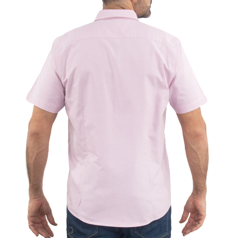 Camisa Rosa Lisa con Manga Corta 100% Algodón 2506121