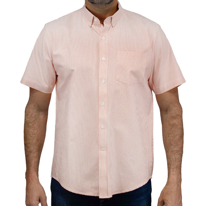 Camisa Rayas Naranja con Manga Corta 100% Algodón 2506123