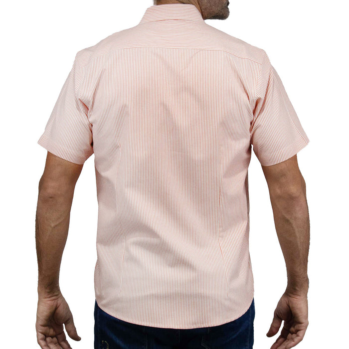 Camisa Rayas Naranja con Manga Corta 100% Algodón 2506123