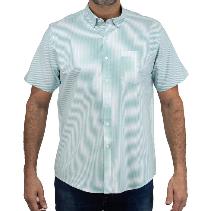 Camisa Rayas Verde con Manga Corta 100% Algodón 2506124